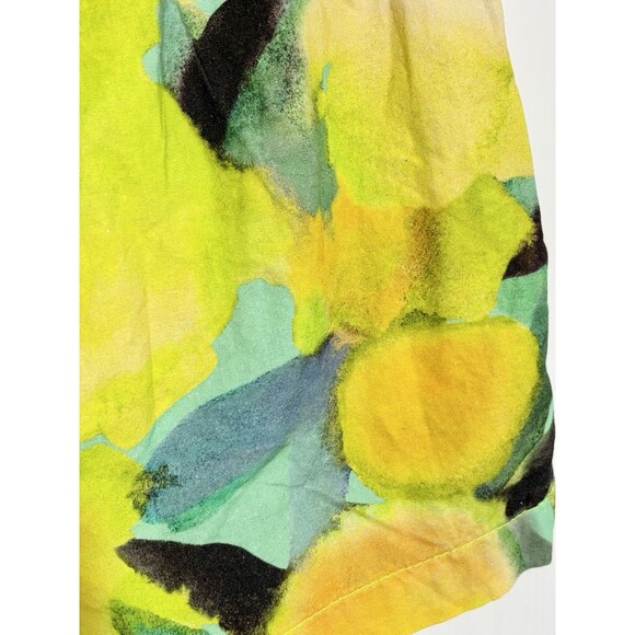 TOPSHOP Lemon Print Shorts Womens Med 8 10 Green Yellow Cotton Drawstring New 3" - Picture 8 of 11